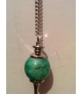 Péndulo esférico de amatista verde , con punta de metal y cadena con anilla al por mayor