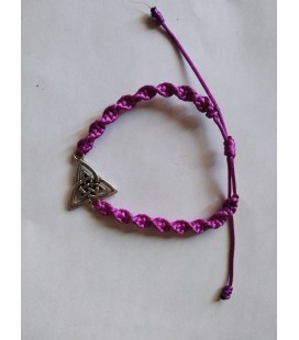 Pulsera triqueta plateada, cordón lila ajustable al por mayor