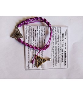 Conjunto-Símbolo de las brujas, colgante y pulsera lila, Triqueta